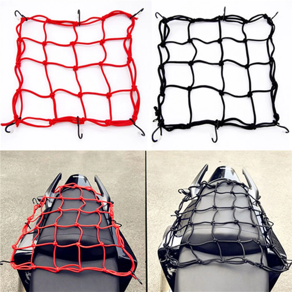 

Motorcycle Universal Luggage Net Bike 6 Hooks Hold Down Fuel Tank Motorbike Helmet Mesh Web Bungee Black Cargo Net Car Styling