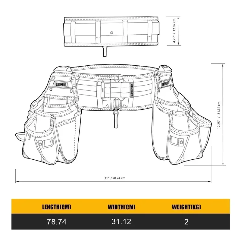 ToughBuilt TB-CT-111-3P 3PC Handelaar Gereedschapsriemset Gereedschap TOUGHBUILT Verpakkingstas