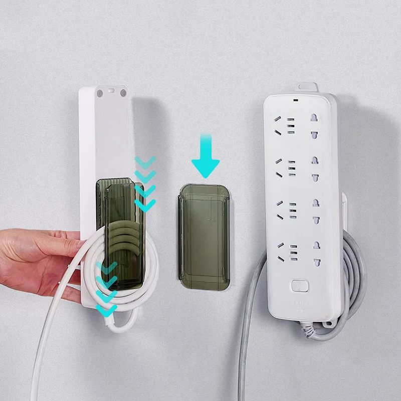 

Self-Adhesive Power Socket Strip Fixator Organize Wires Wall Mounted Adhesive Punch Free Row Plug Holder for Kitchen Home Office