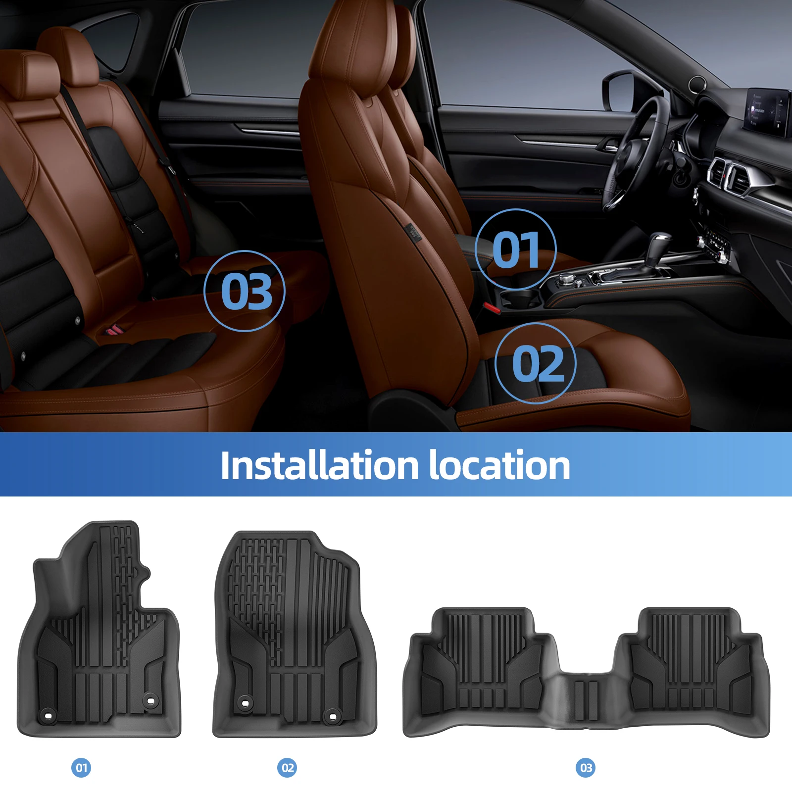 Smabee Linkslenker für Mazda CX-5 CX5 2017-2024 2025 US-Version TPE Auto Allwetter-Fußmatten Kofferraumauskleidung Zubehör – Detail 1