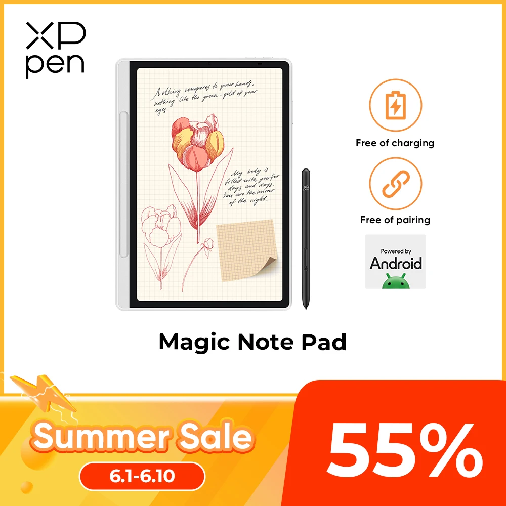 XPPen Magic Note Pad Android 14 White Graphic Tablet Business
