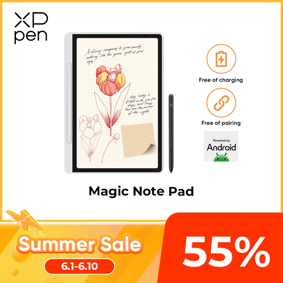 XPPen Magic Note Pad Android 14 White Graphic Tablet Business