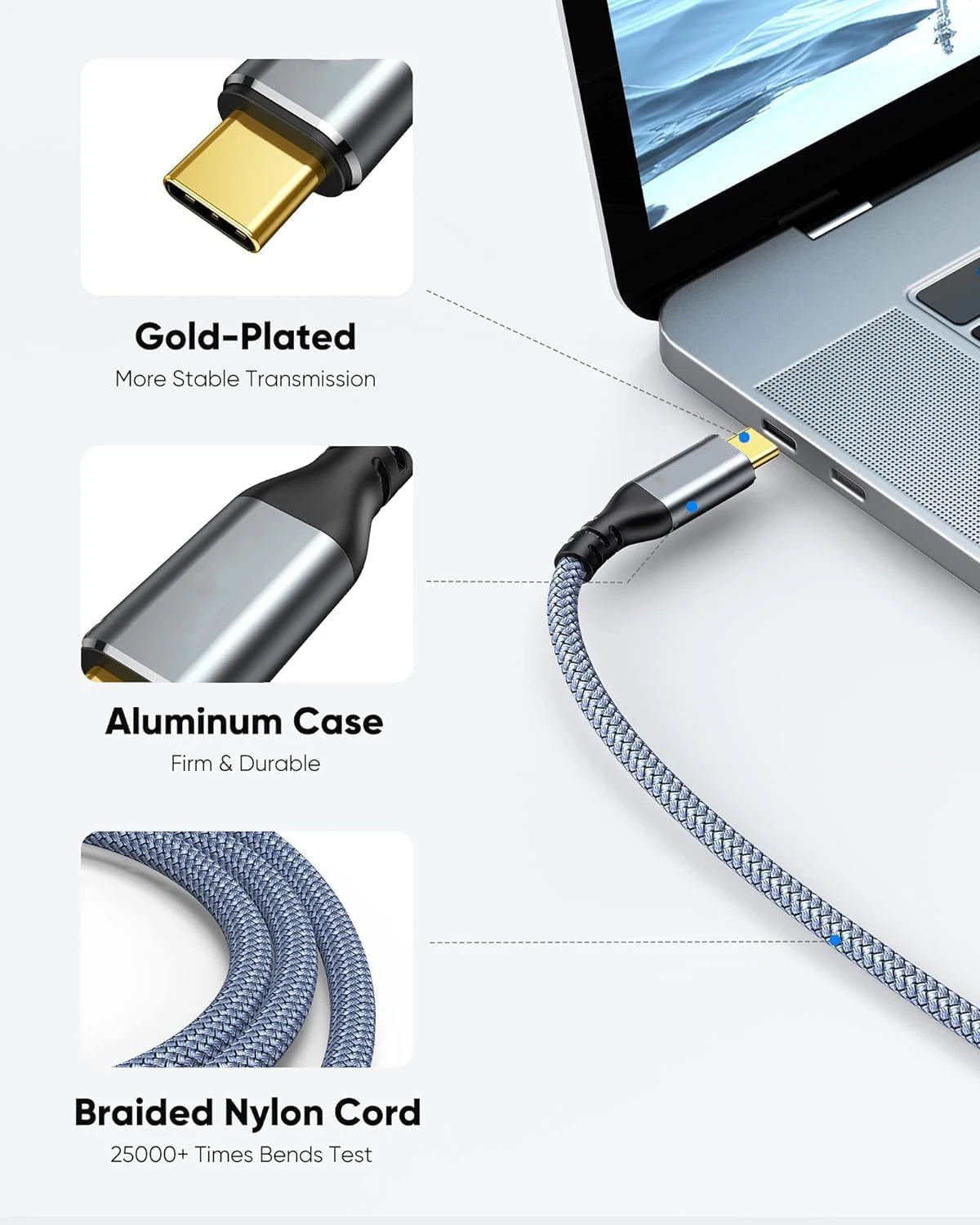 USB C to HDMI Cable 4K Type-C to HDMI,Thunderbolt 3&4 Compatible for iPhone 15 Series, MacBook, iMac, iPad Pro, Galaxy, Dell,HP