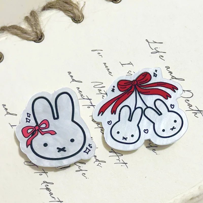 Miffy Hair Clip Cute Bow Ribbon Cartoon Rabbit Design Sweet Kawaii Duckbill Clip for Women Girls Beach Vacation Hair Accessories