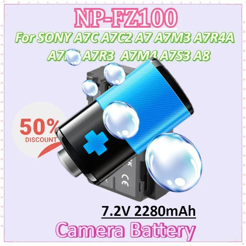 

Camera Battery NP-FZ100 7.2V 2280mAh for SONY A7C A7C2 A7 A7M3 A7R4A A7R4 A7R3 A7M4 A7S3 A8 48 4837 FX30 A7C A7C2 A9 A9M3 A7R5