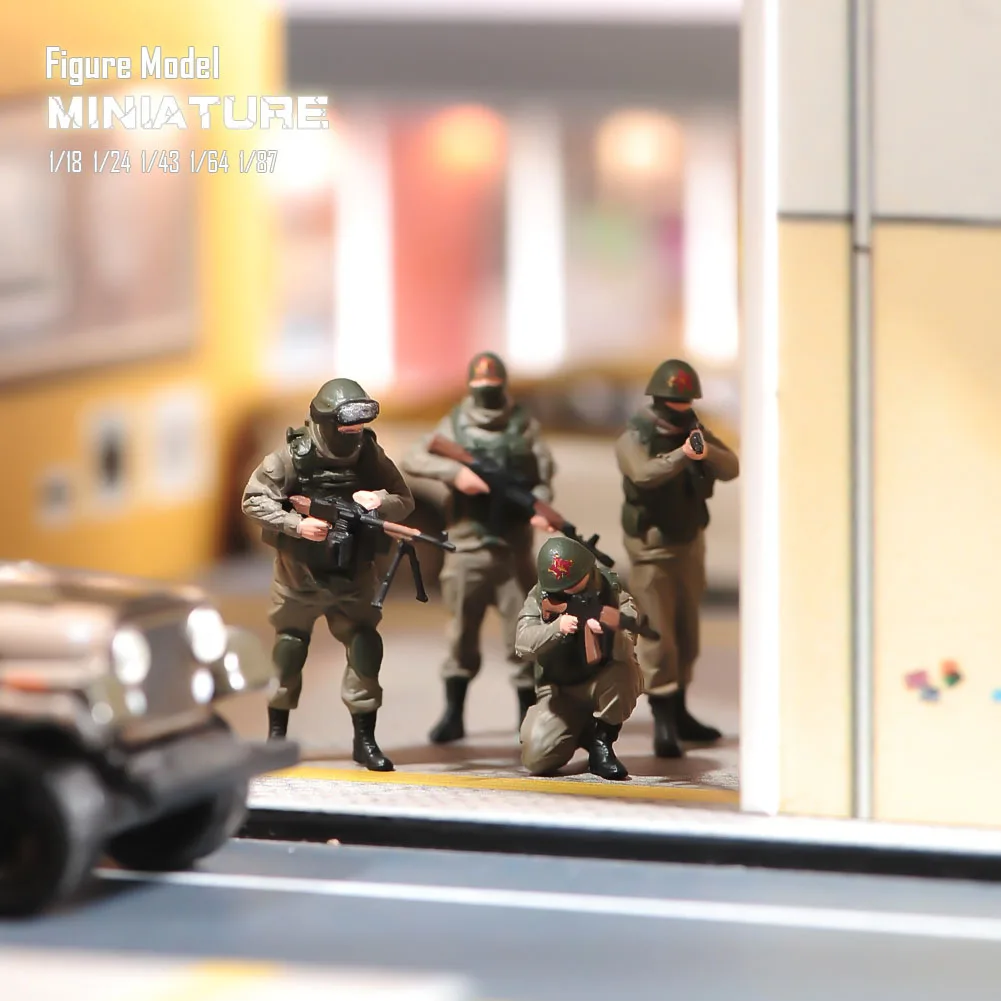 

Painted Miniatures 1/18 1/24 1/43 1/64 1/87 A Small Team Of Four Fighters Unpainted Figure Model Toys View Decoration