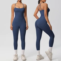 2 Pieces Sportswear Yoga Set Gym Clothes Yoga Suits For Women Fitness Set Tracksuits Sports Shorts Hanging Neck Bra Gym Leggings