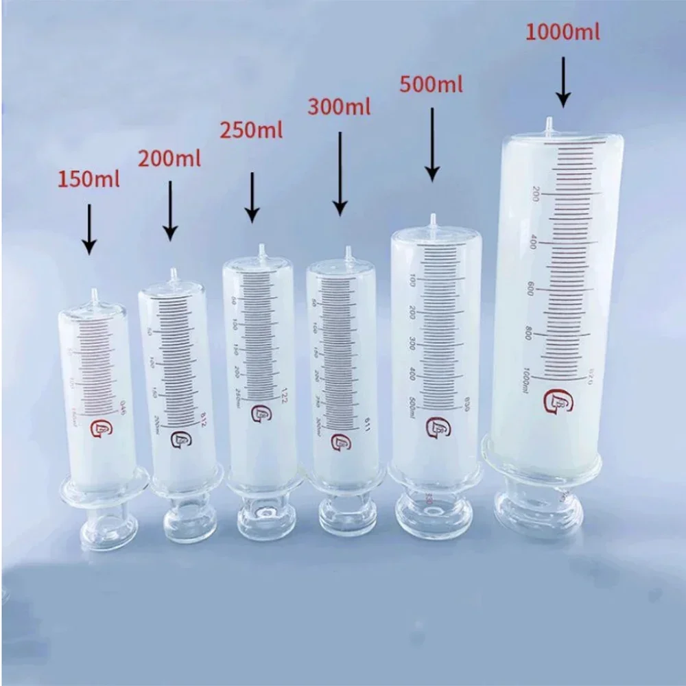 150ml/200ml/250ml/300ml/500ml/1000ml All Glass Syringes Large Sausage Device Glass Sample Extractor Glass Injector Large Caliber