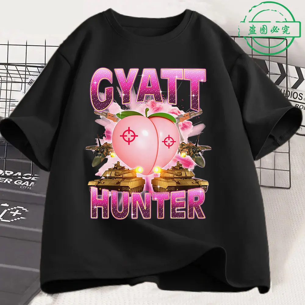 Gyatt Hunter Lustiges Meme T-Shirt Männer Frauen Mode Vintage Kurzarm T-shirts 100% Baumwolle Casual Übergroßen T Shirts Streetwear