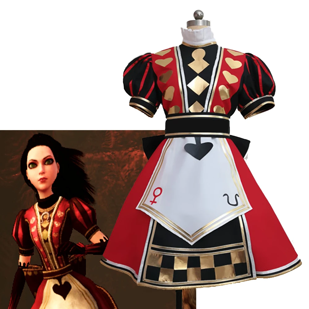 

Game Alice Cosplay Returns Costume Stage Performance Outfits for Women Poker Red Dress Halloween Carnival Party Clothes