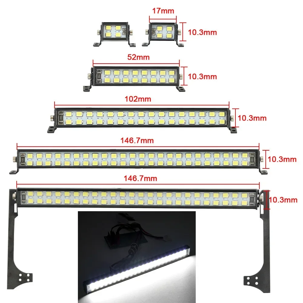 Barre lumineuse LED étanche Super brillante pour voiture sur chenilles RC universelle adaptée pour Axial TRX4 TRX6 D90 avec contrôle CH3