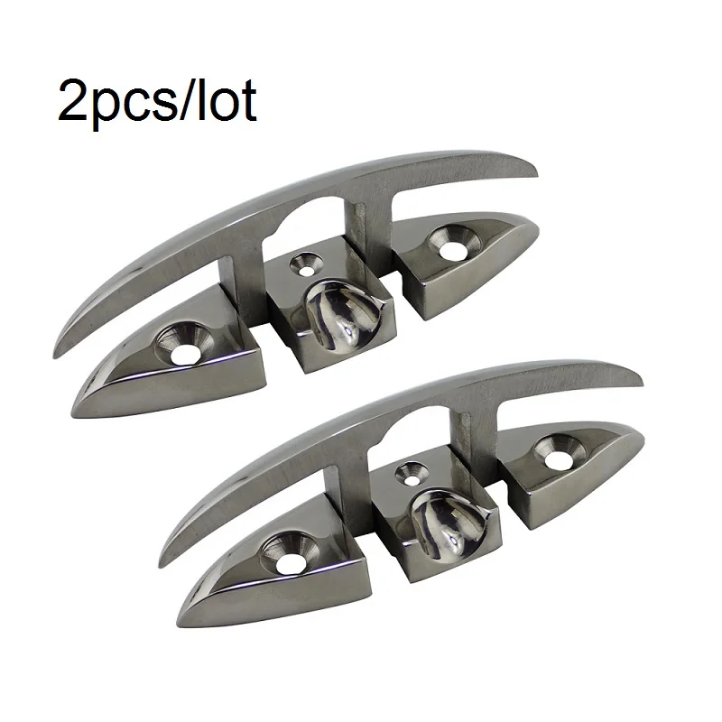 

2PCS Folding Cleats 316 Stainless Steel Pull Filp Up Folding Cleat 5 inch 6 inch Manufactures Heavy Duty Marine Hardware Boat