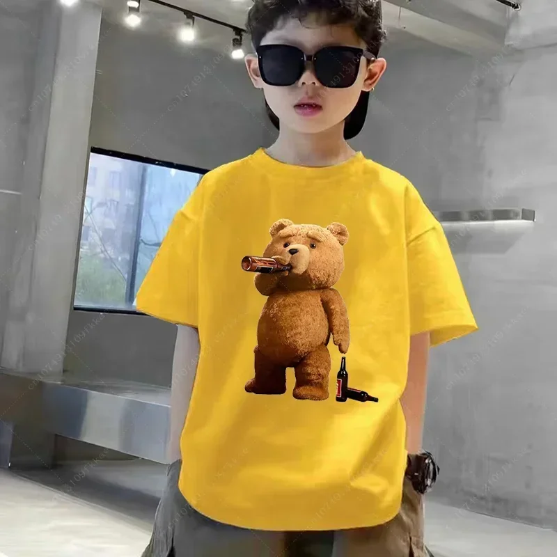 Bear Print Children\'s T-shirt New Summer Short Sleeve Kids Tshirt Cartoon Harajuku Tshirt Girl Boy T Shirt Tops Teenager Tees