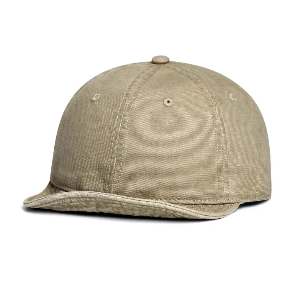Minimalist Versatile Short Brim Baseball Cap Cotton Retro Hip Hop Hat Washed Old Craft Adjustable Sunshade Hat for Men