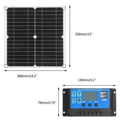 25W 50W Solar Panel Kit Dual 12V USB With 10A/20A Controller Solar Cells Poly for Car Yacht RV Battery Charger
