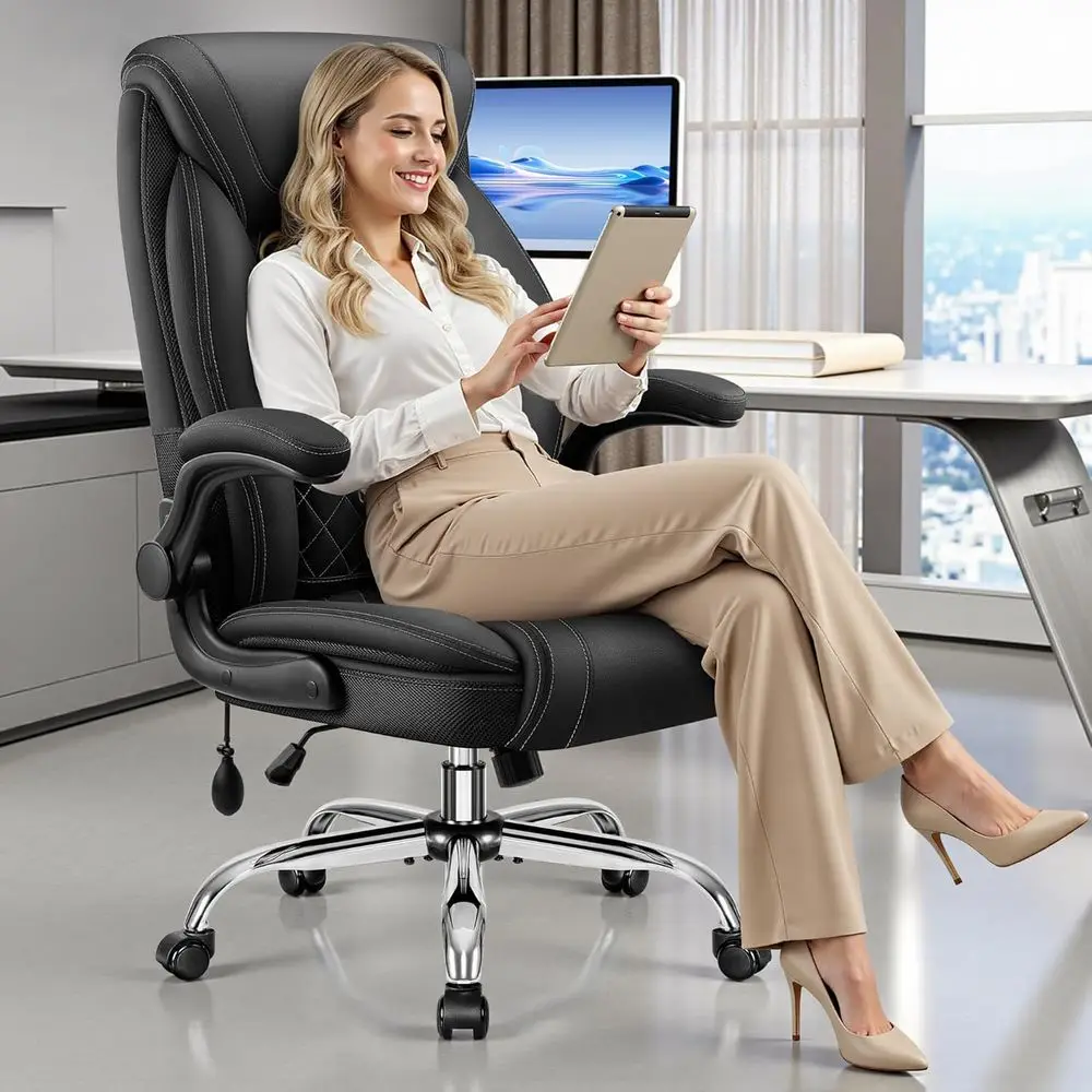Executive Oice Chair with Lumbar Support, Big and Tall Ergonomic Computer Desk Chair, Leather Comy High Back Gaming Chair with l