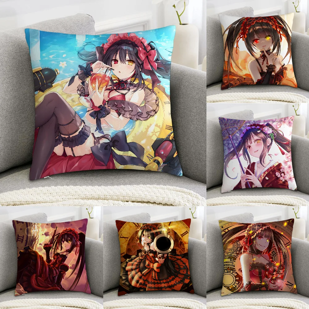 T-Tokisaki Kurumi Anime Pillow Case Sofa Decorative Home Double-sided Print Plush Square Throw Pillow Covers Cushion Decor Cover