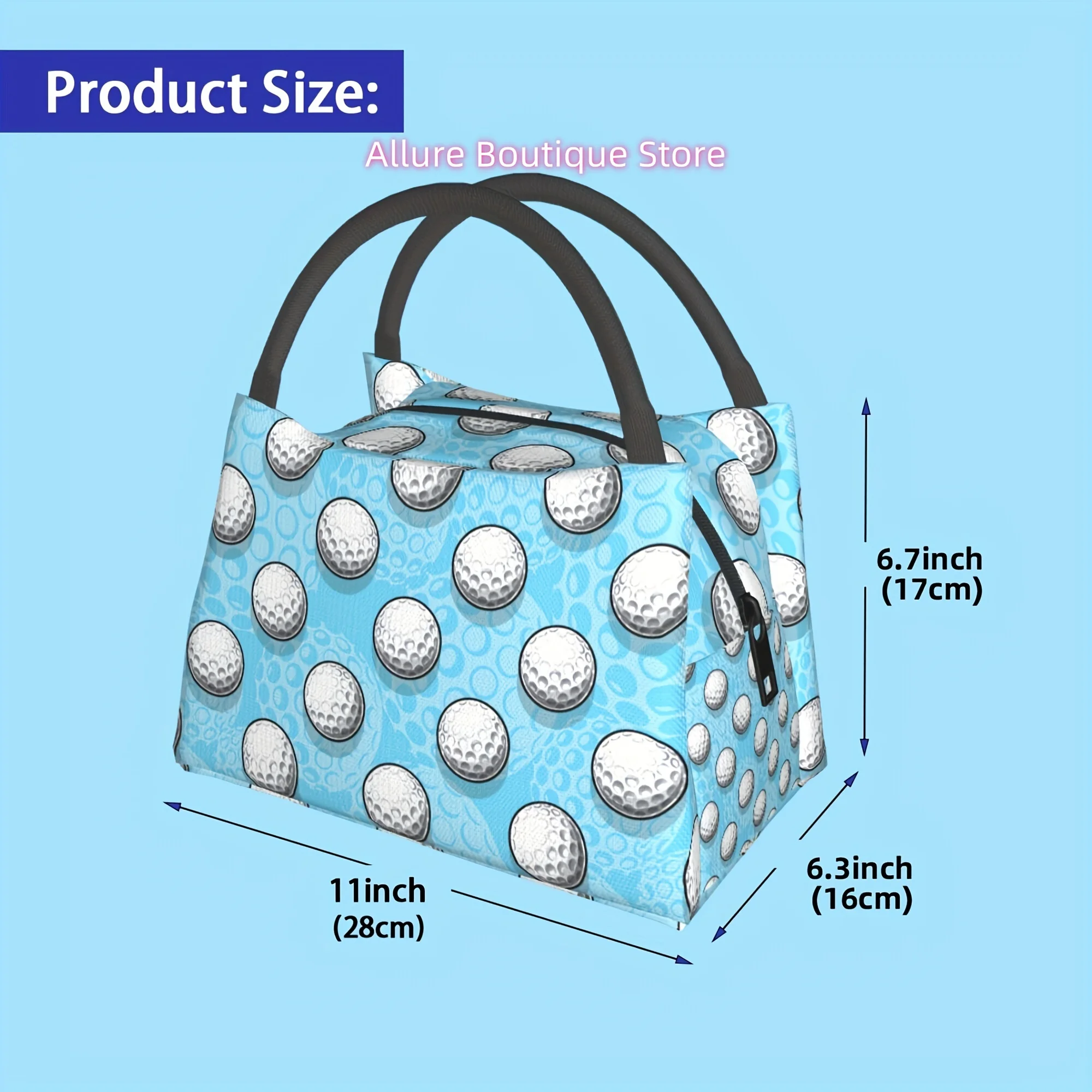 1pc Golf Ball Pattern, Portable Reusable Cooler Bag, Insulated Lunch Bag for Camping Picnic Beach, Suitable for Home,