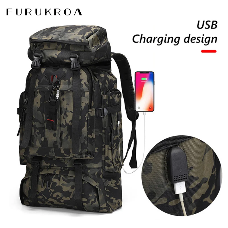 

80L Large Capacity Hiking Backpack Camouflage Printed Multifunction Mountaineering Bag Men Outdoor Waterproof Mochila Bags XA47B