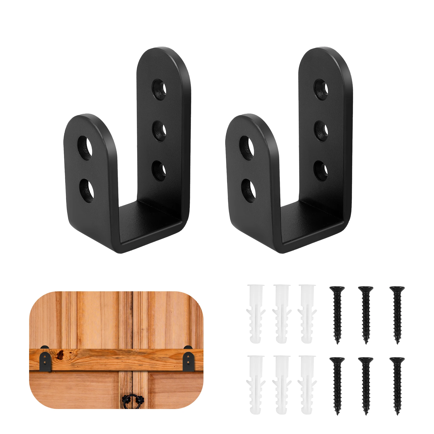 2 Pack Door U Brackets Open Bar Security Door Brackets for Home,Garage Door Reinforcement Fits 2X4 Boards