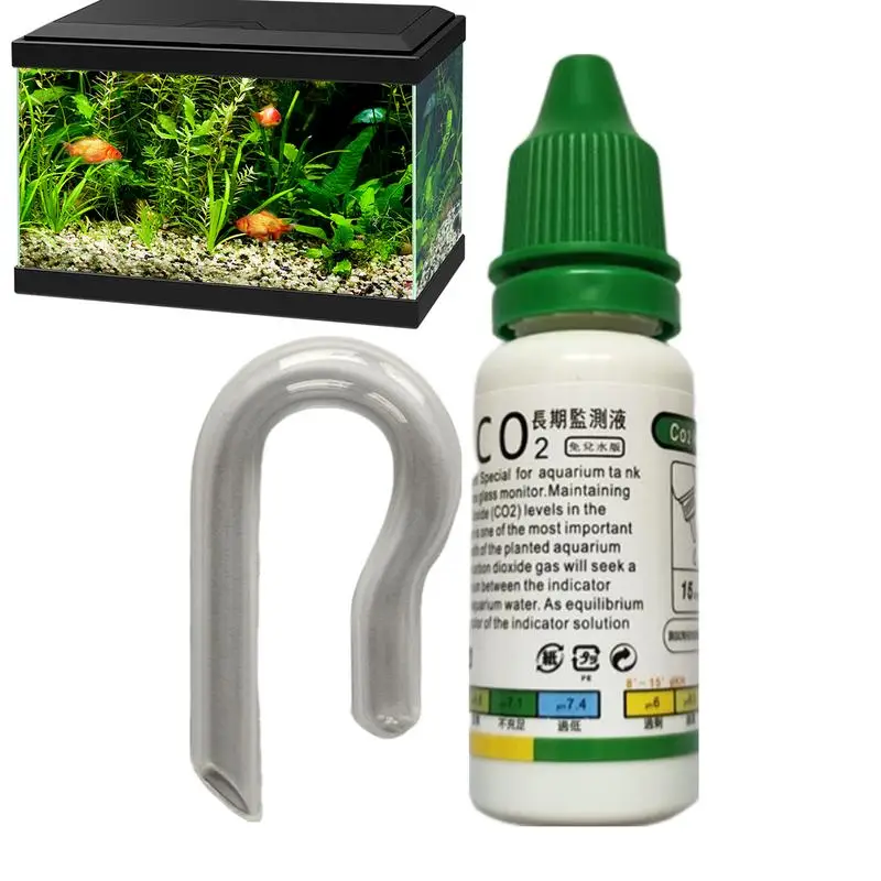 Aquarium CO2 Indicator Solution 15ml Fish Tank Long-Term Monitor CO2 Test PH Liquid ForAquatic Plants (Used with Drop Checker)