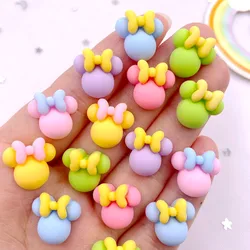 30PCS Mix Colorful Resin Mini Cartoon Bow Mouse Head Flatback Scrapbook DIY Embellishments Figurine Bow Accessories Crafts SM391