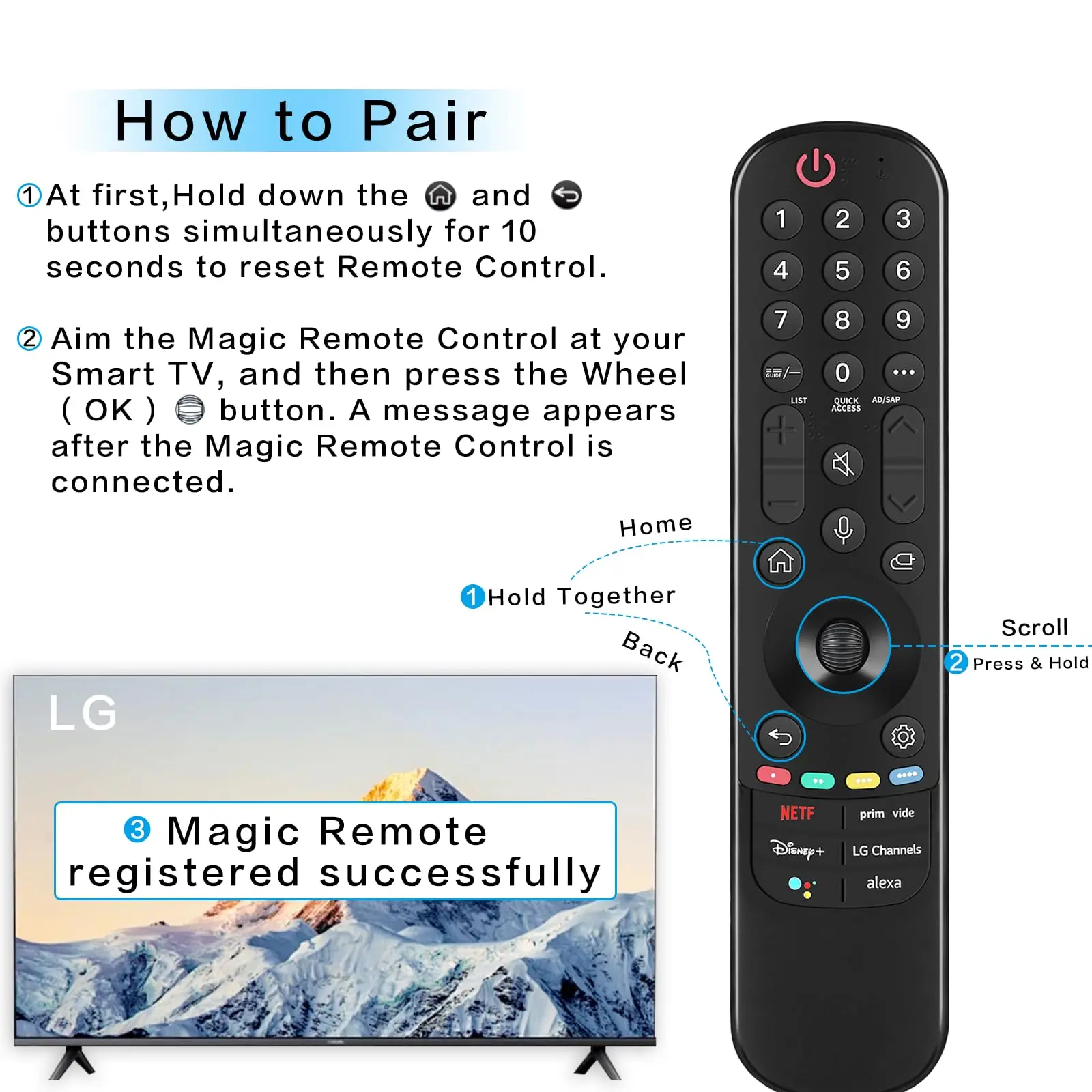 Replacement LG Remote Control for Smart TV, MR22GA/GN LG Magic Remote for 2022-2019 LG TVs UHD 4K ThinQ WebOS OLED, with Voice a