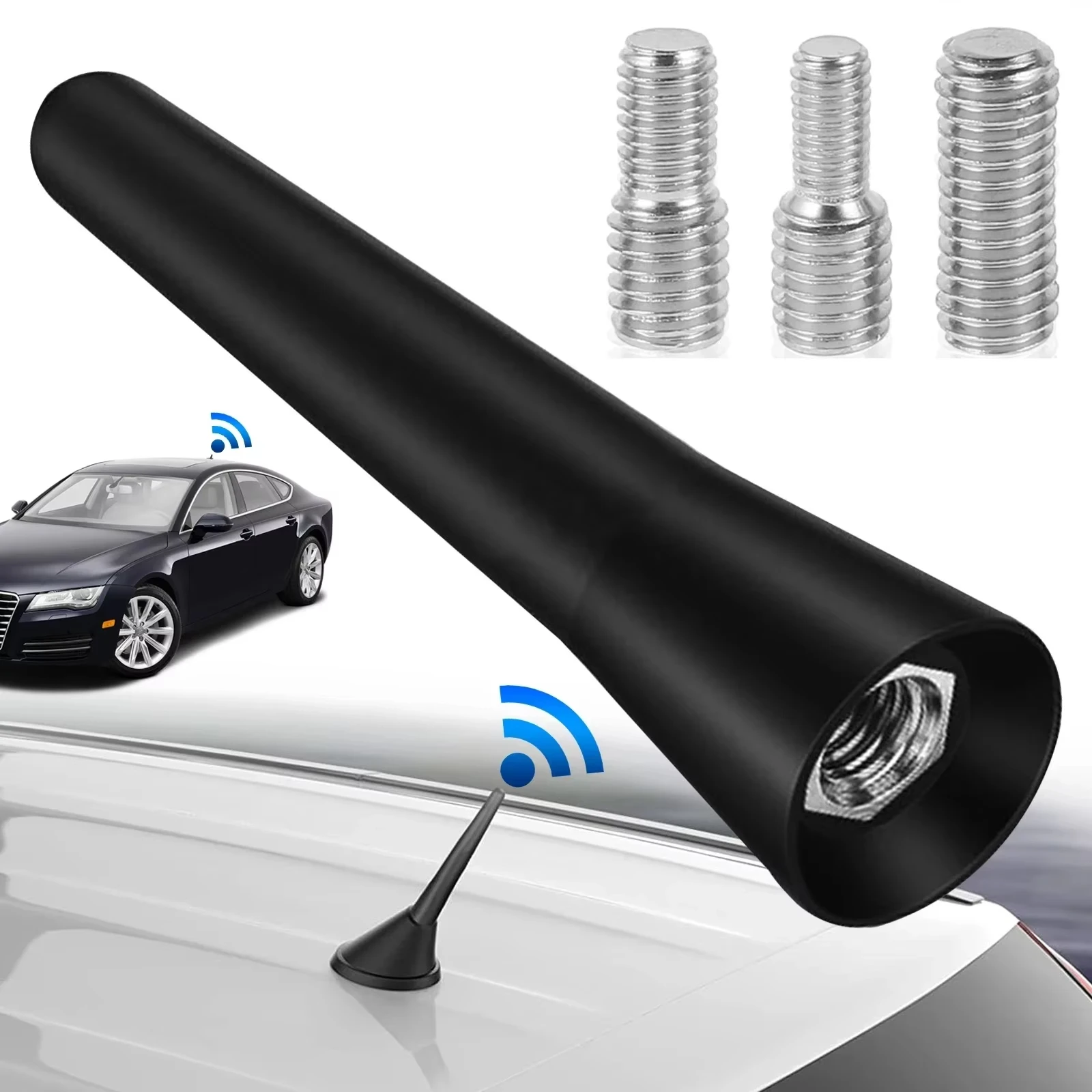 Mocny radiowy uchwyt dachowy FM AM DAB Czarny 6,5 cm długości Automatyczny uniwersalny ze śrubami Antena samochodowa Mini Krótki Akcesoria samochodowe