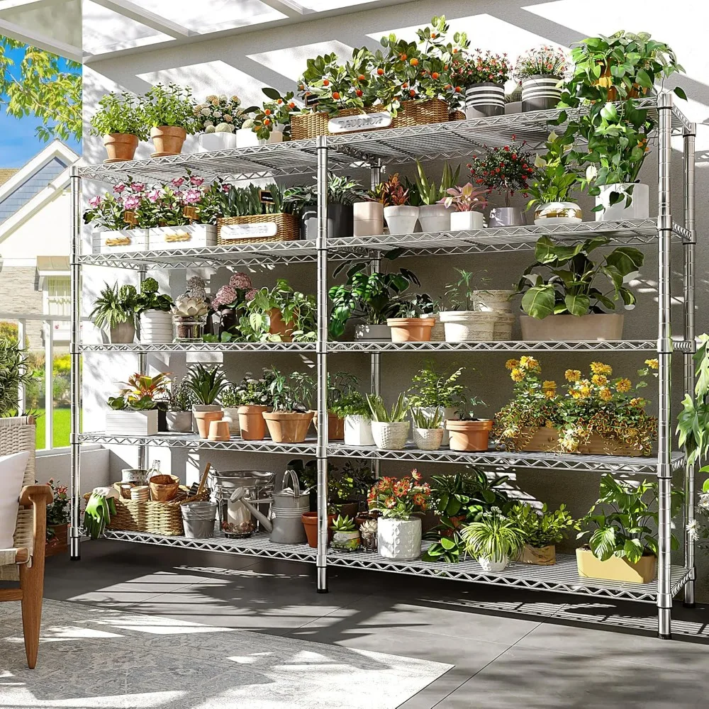 أرفف تخزين معدنية قابلة للتعديل مكونة من 5 طبقات للاستخدام عالي التحمل، تدعم 1500 رطلاً، مثالية للمساحات المنزلية والتجارية