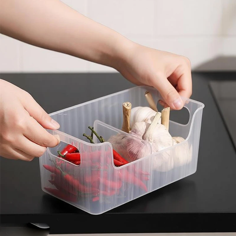 

Refrigerator Organizer Bin Plastic Food Storage Organizer For Tapes Books Seasoning Bags Space Save Storage Box With Partitions