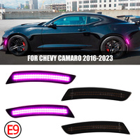 4pcs LED Flashing Side Marker Lights Mirror Turn Signal Lamp Indicator Front Rear Bumper Lights  for Chevy Camaro 2016-2023