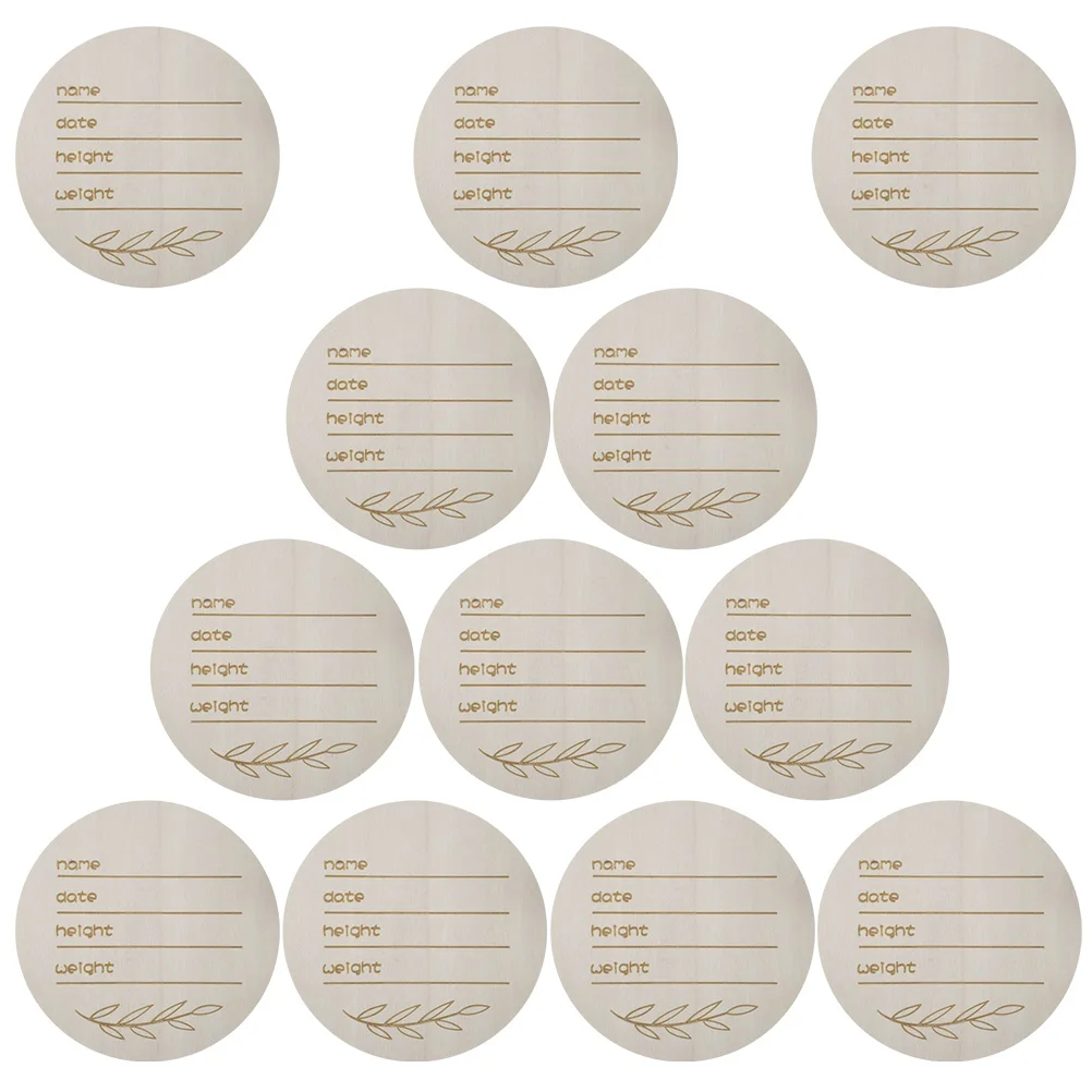 

12 Pcs Wooden Sign Nursery Name Commemorative Newborn Birth Detail Record Photography Prop Infant Memorabilia