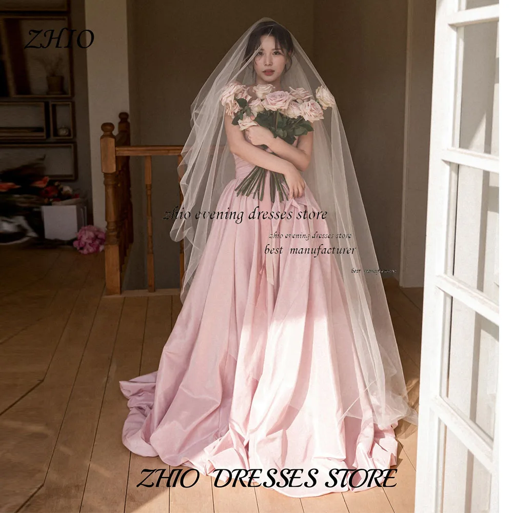 

ZHIO Elegant Pink Korean Wedding Dresses Customized Taffeta Corset Strapless A-Line Wedding Dresses Wedding Evening Gowns