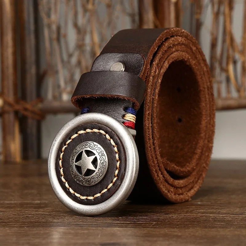 Thickened and extra-thick top-grain smooth belt men's leather plate versatile