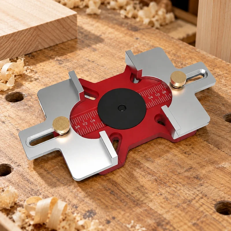 Wood Router Slotting Jig and Base Combo with Hidden Fastener for Precise Trimming and Mortising
