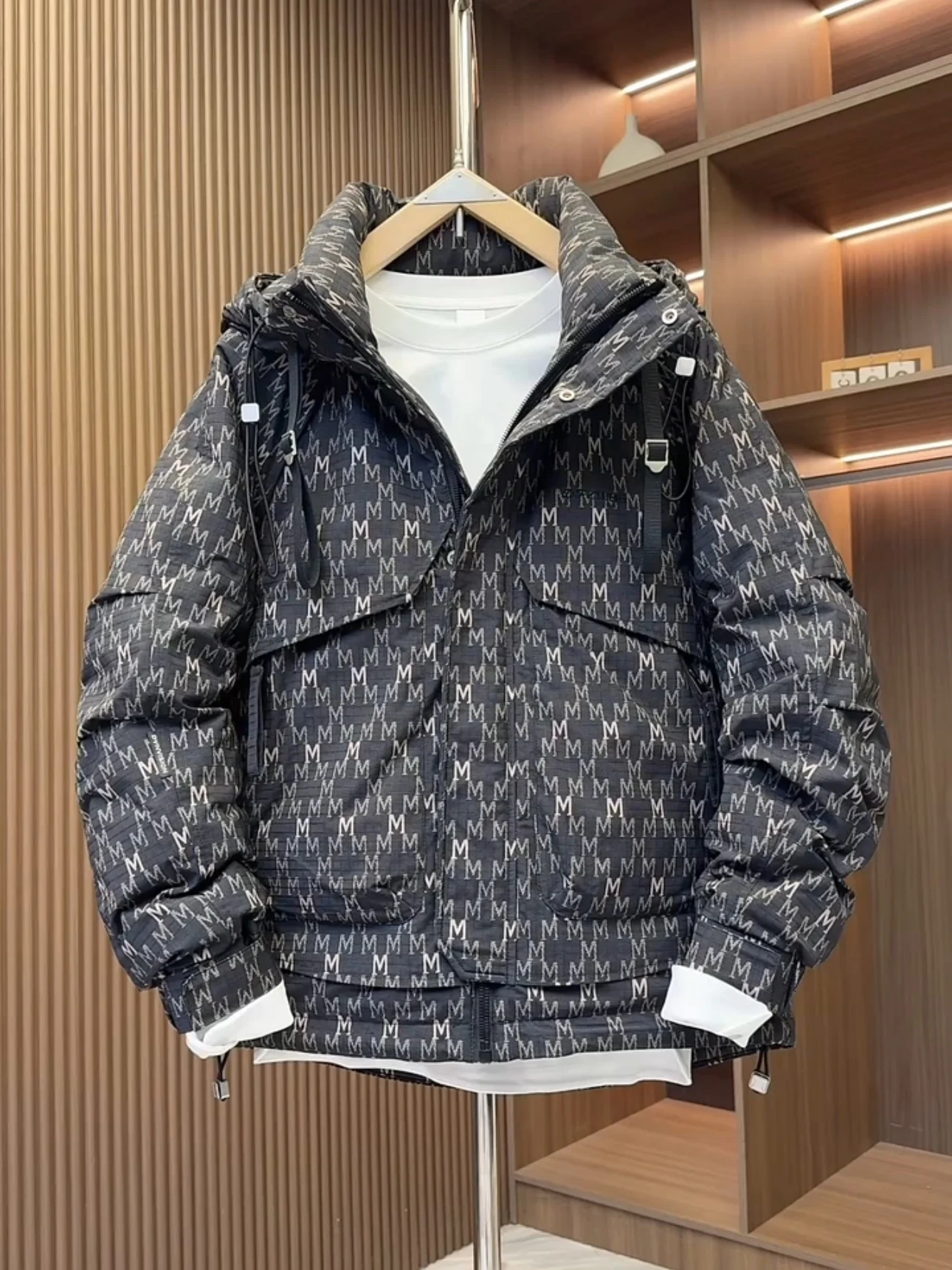 

Зимняя новинка: модная куртка-пуховик с принтом для мужчин, повседневная, легкая, белая, теплая, молодежная, из полиэстера...