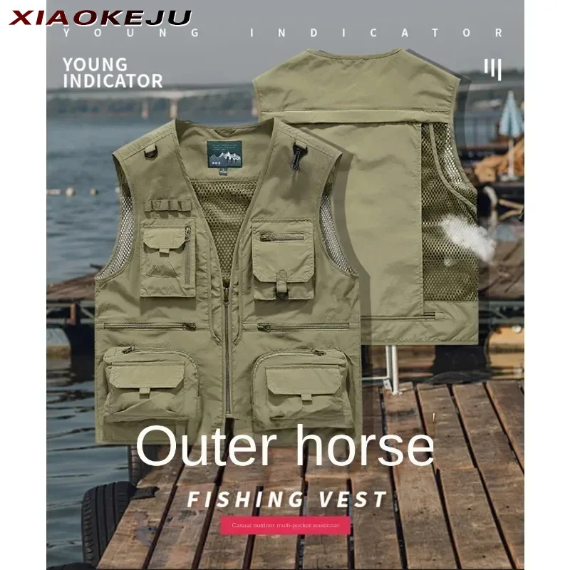 

Tactical Men Vest Gilet Work Hunting Windbreaker Multi-pocket Waterproof Running Sleeveless Jacket Denim Camping Leather Vests