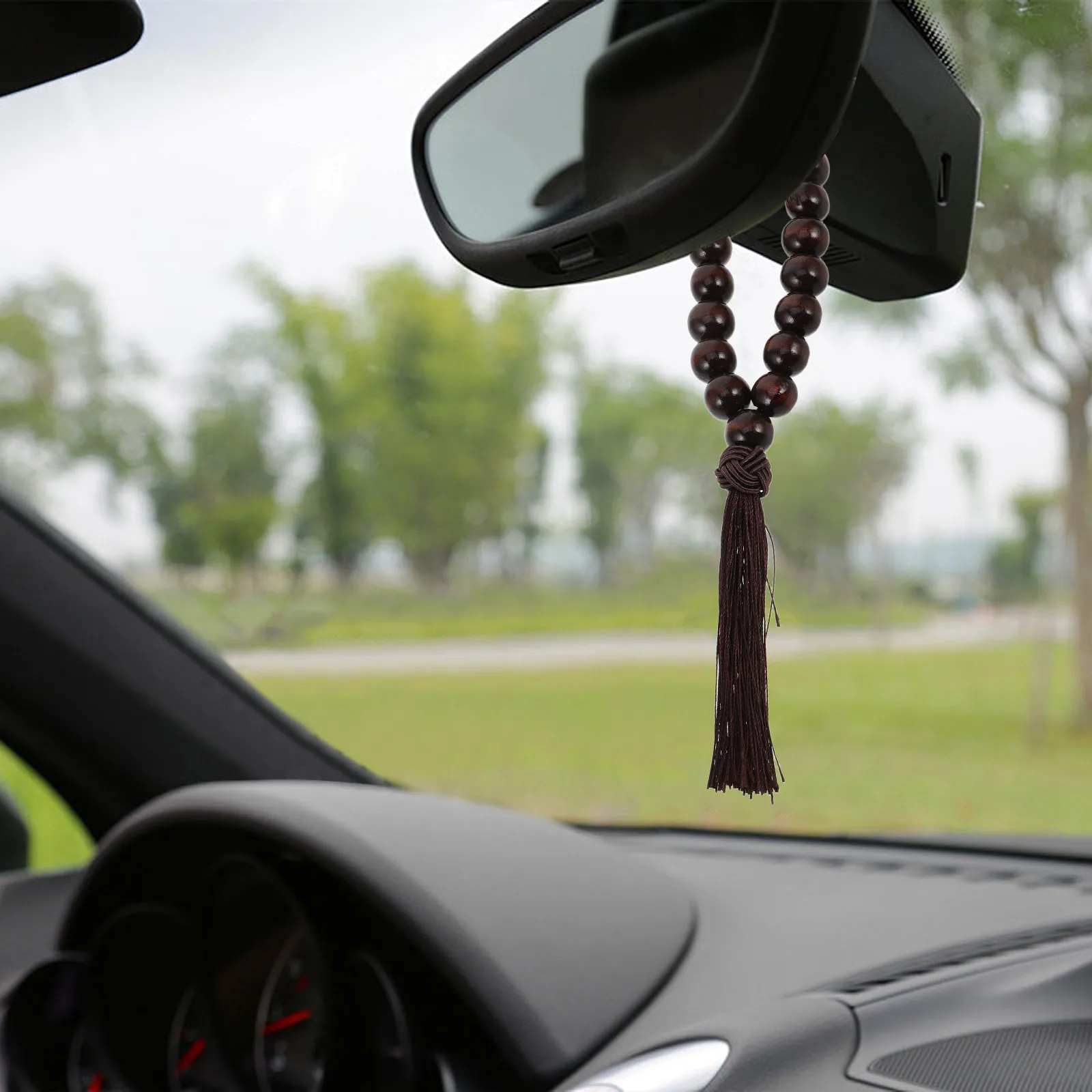 Large Wooden Prayer Bead Gear Shift Ornament for Car Interior Ebony Gear Lever Decoration Elegant Spiritual Safety Blessing Car