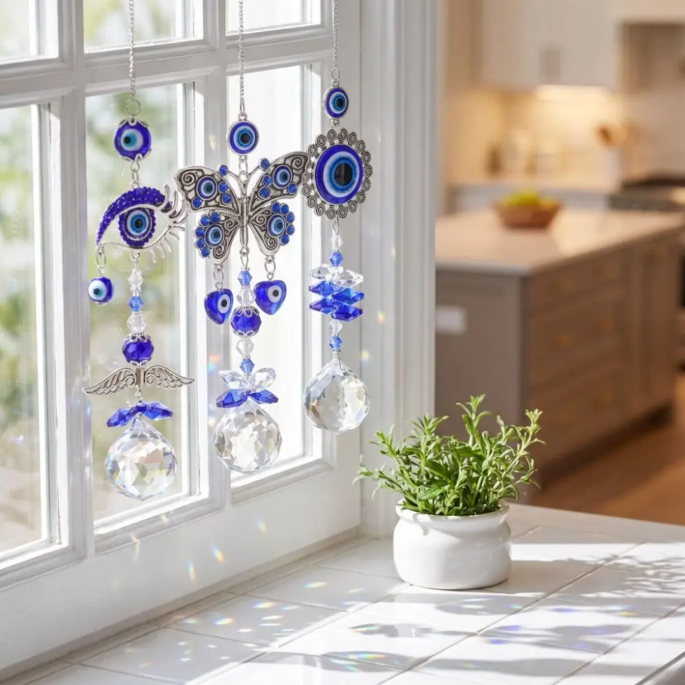 Rhinestone Devil Eye Suncatcher Rainbow Maker Butterfly Hanging Crystal Decor Ornaments Crystal Balls Sunlight Catcher