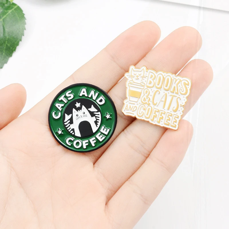 Kelner Pin Alloy Enamel Kitten Accessories Pin Badge Lapel Pins Coffee Cup Pin Cat Pin Coffee Pin Coffee Shop