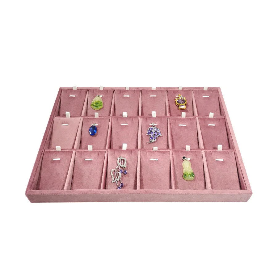 Rosa Samt Schmuck Veranstalter Tabletts Ohrringe Ringe Halter Ohr stecker Armreif Aufbewahrung stablett Schmuck Zähler Schmuck Display – Detail 3