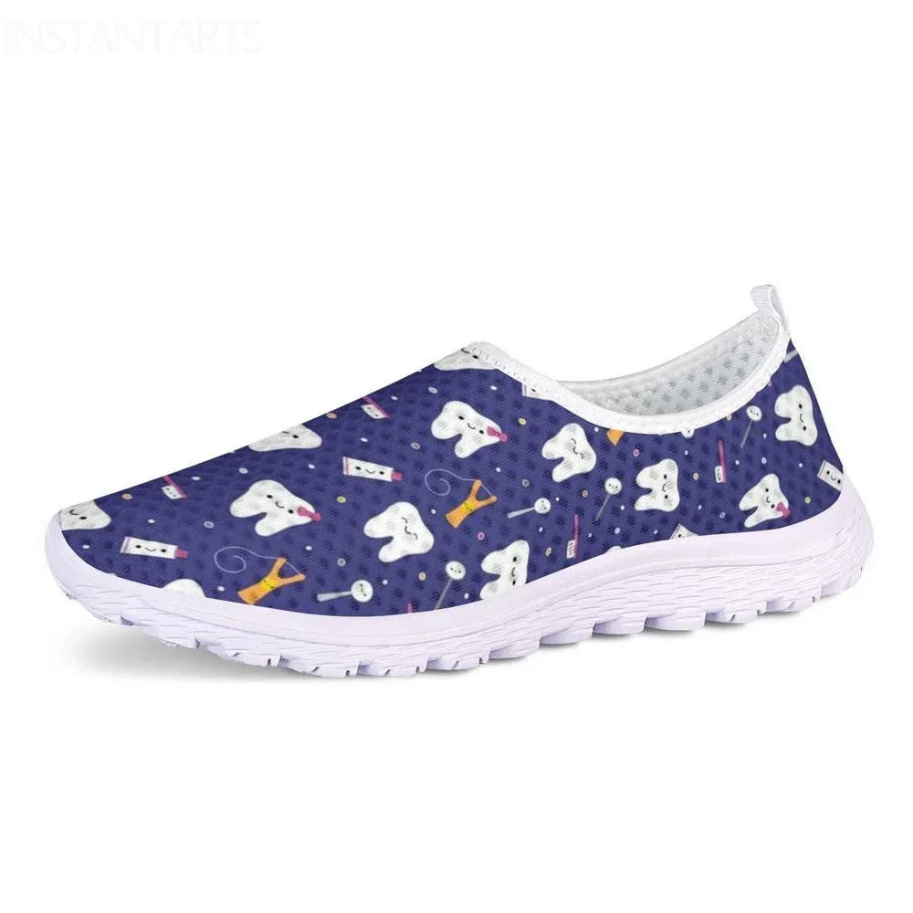 Dental Teeth/Dentist Equipment Pattern Flats Summer Women's Casual Sneakers Comfort Mesh Loafers Shoes Female Shoes