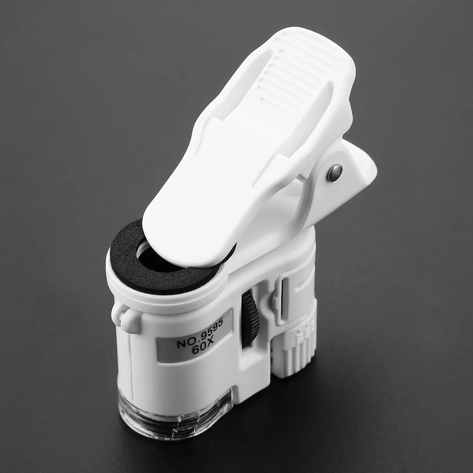 9595W 60X Magnifying Glass LED UV Light Mini Mobile Phone Clip Microscope LED Light Mini Mobile Phone Microscope