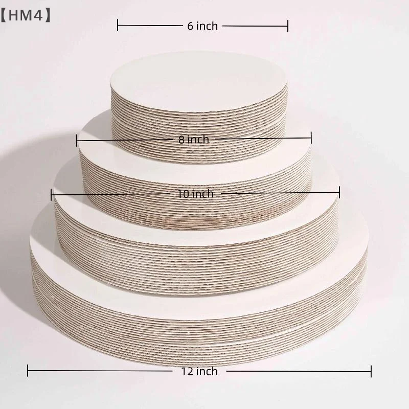 〔HM4〕10 Pcs Cake Boards With White Golden Cake Rings, Cardboard With 6/8/10/12 Inch Cake Base, Suitable For Baking Cakes