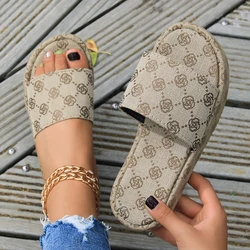 Women Platform Slippers 2024 New Summer Women Shoes Designer Flat Sandals Outdoor Floral Ladies Beach Slippers Slides Women