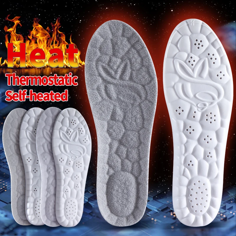 1 Pair Self Heating Insoles Thermostatic Thermal Insole Massage Arch Support Shoe Pad Heated Pads Winter Men Women
