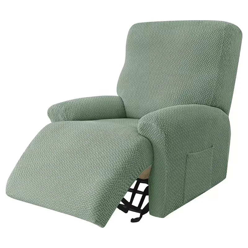 4pcs/set Polyester Elastic Separate Full Cover Striped Pattern for LivingRoom Single Seater Recliner Sofa Easy Install Slipcover