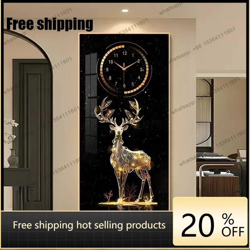 Factory Direct Modern Led Light Luminous Living Room Corridor Hanging Painting Wall Clock Home Decor Items Large Wall Clock Watc