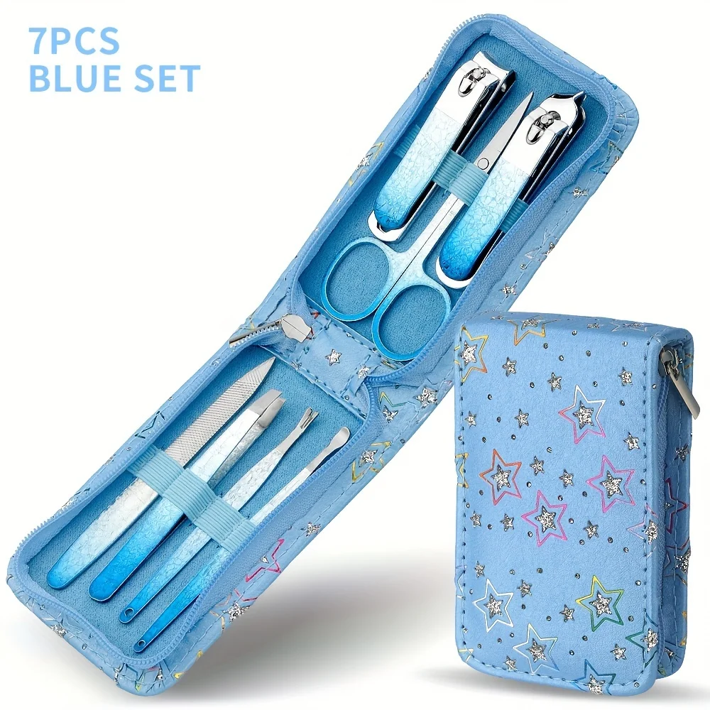 

7 in 1 Manicure Set Pedicure Kit Womens Nail Clippers Set Professional Grooming Care Tools Nail Kit Including Facial