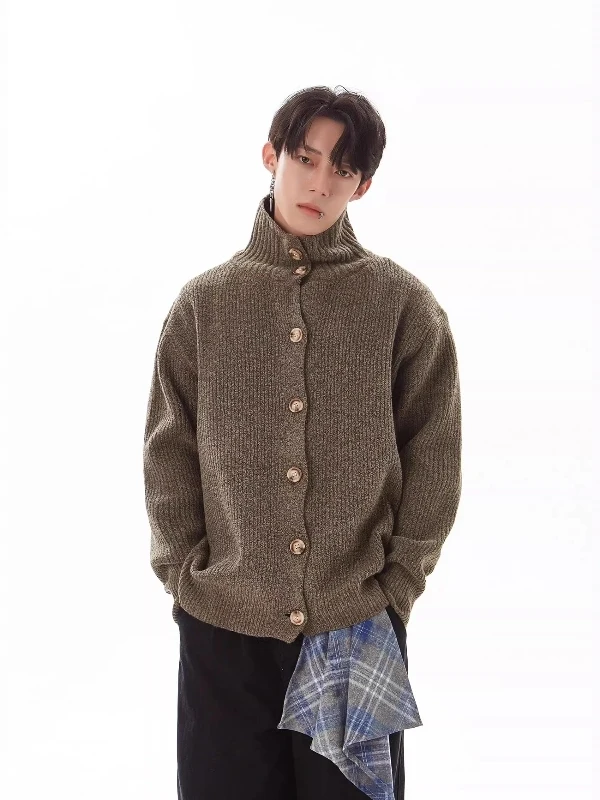 

Retro American Button Cardigan Sweater Loose Lazy Aosphere High Ne Knitted Coat Men Women Autumn Winter Warm Soft Fabric